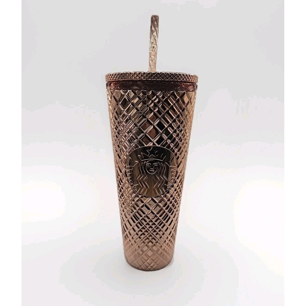 New Starbucks 2023 Holiday Jeweled Rose Gold Venti Tumbler